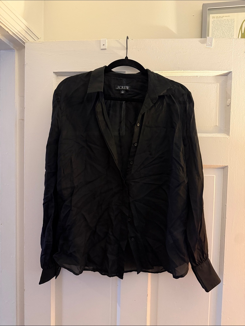 J. Crew Black Sheer Long-Sleeve Button Down Shirt